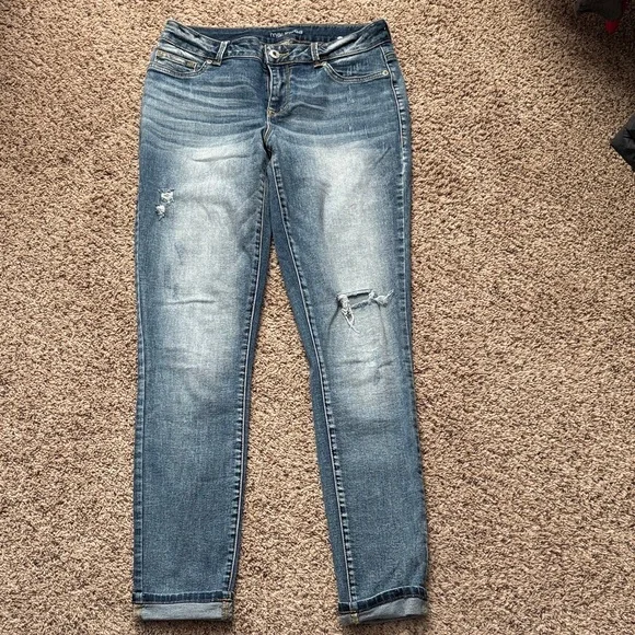 Maurices Blue Distressed Skinny Jeans - Picture 1 of 3